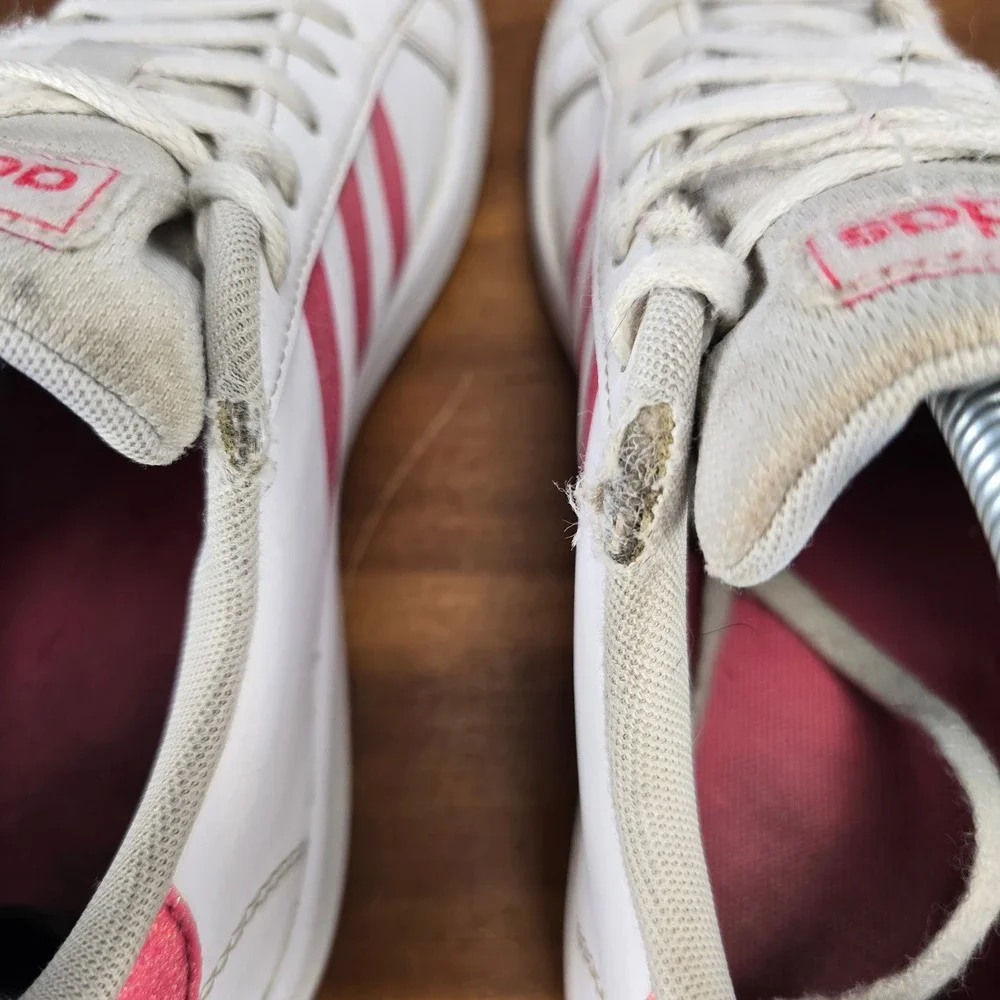 Adidas Grand Court White Pink Glitter Sneakers‎ EG5136 Womens 5.5 Low Top Shoes
